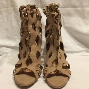 Tan Suede Caged Heel